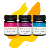 Drei Manuka Honig Mini-Gläser 125g in den Stärken MGO 850+, 1130+ und 1300+ – New Zealand Honey Co. Probier-Set