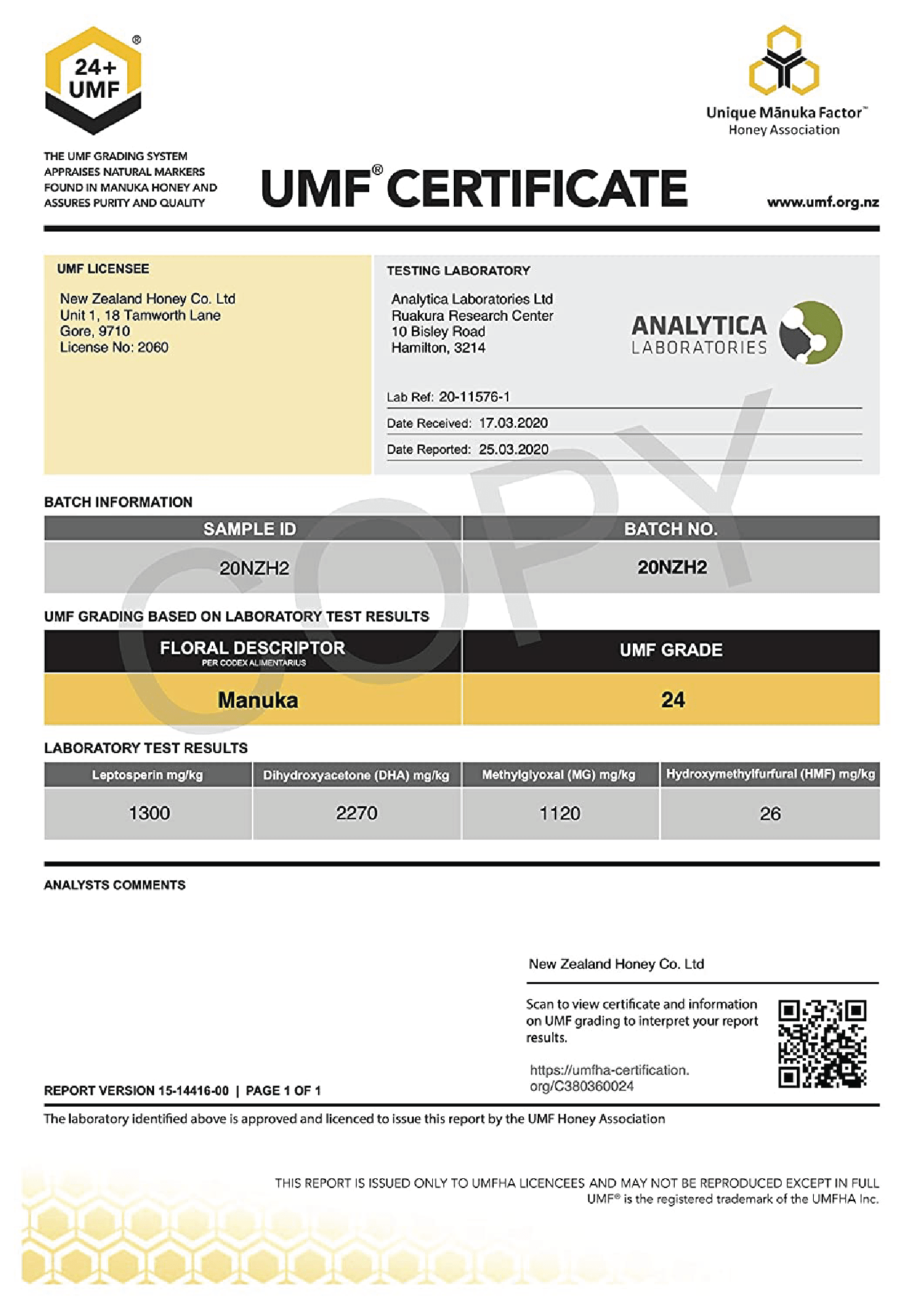 Manuka Honig UMF™ 24+ | MGO 1122+ - New Zealand Honey Co. DE